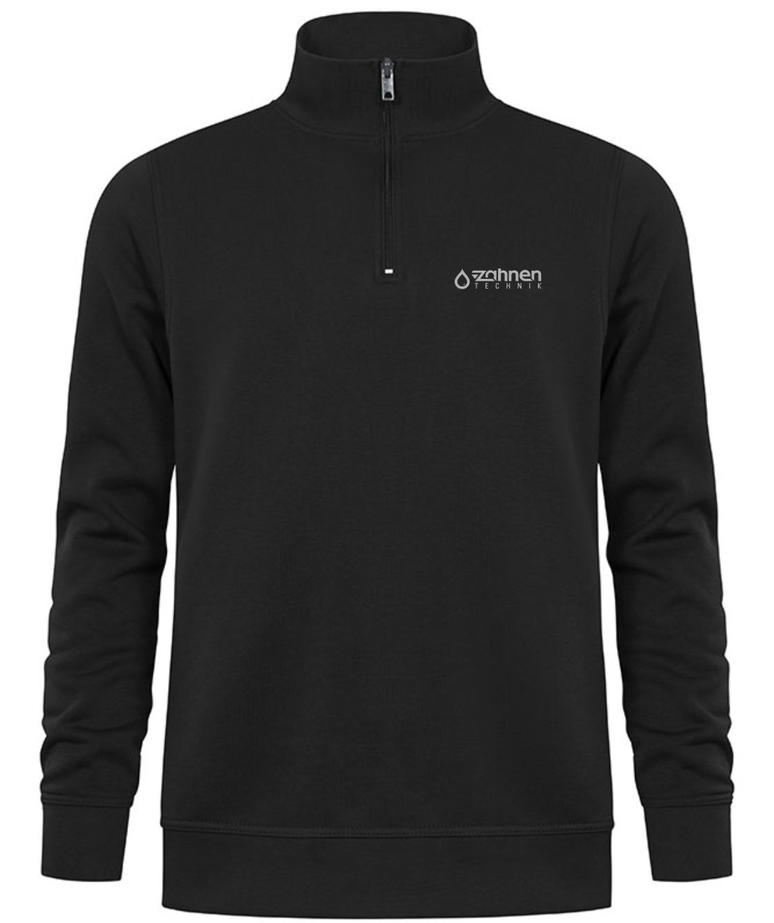 Pullover / Sweater Half-Zip schwarz mit Stehkragen und Seitentaschen